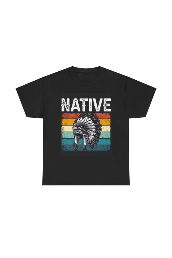 Colorful Native Chief Headdress Heritage Pride Unisex T-Shirt, up to size 5XL