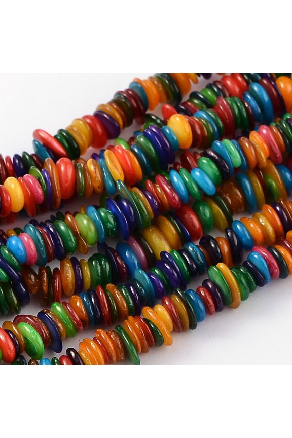 Colorful Natural Shell Chips Beads Strands Fit Necklace Making Dyed 5~10mm Hole: 1mm about 402pcs/strand 32 inch DIY