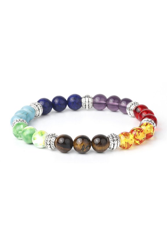 Colorful Natural Stone Bracelet Women Elastic Beaded Single Circle Yoga Meditation Wrist Jewelry