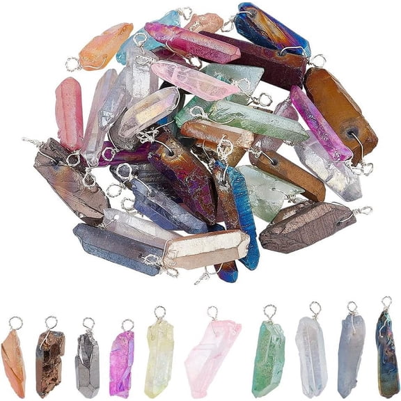 Colorful Natural Stone Charms Raw Wire Wrapped Irregularity Gemstone Spiritual Pendant