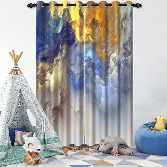 Colorful Nebula Texture Blackout Curtains Colorful Clouds Nebula Borealis Window Curtain Drapes Room Darkening Decor Modern Abstract Artistic Aesthetics Window Treatments 26"W x 45"L (Pack of 2)