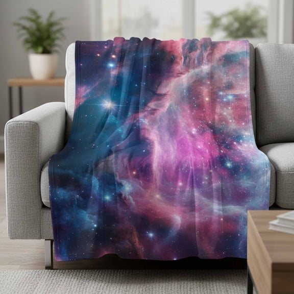 Colorful Nebulae Fleece Throw Blanket Abstract Shiny Gradient Pink Blue Purple Cosmos Sky Star Ultra Soft Fuzzy Cozy Flannel Throw Blanket for Couch Sofa Bed Car Travel, Ideal Gifts 30x40 Inches