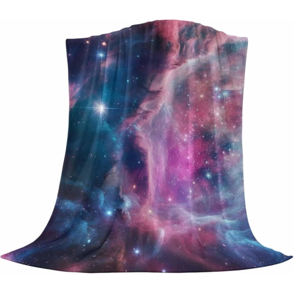 Colorful Nebulae Throw Blanket, Plush Blankets, Abstract Shiny Gradient Pink Blue Purple Cosmos Sky Star Super Soft Fuzzy Flannel Throw Blankets Warm Cozy Bed Blanket for Couch Sofa, 40x50 Inch