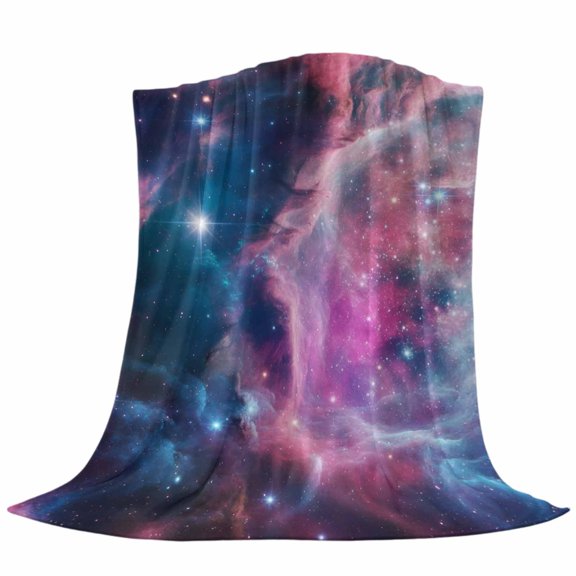 Colorful Nebulae Throw Flannel Blanket Abstract Shiny Gradient Pink Blue Purple Cosmos Sky Star Super Soft Cozy Bed Blanket, Lightweight Plush Fuzzy Bed Throw for Bedroom Sofa Couch 40x50In,