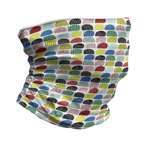 Colorful Neck Gaiter, Hand-drawn Shapes Abstract, Unisex, Multicolor, by Ambesonne