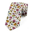 thumbnail image 1 of Colorful Necktie, Ornamented Floral Motifs, Dress Tie, 3.7", White Multicolor, by Ambesonne, 1 of 3