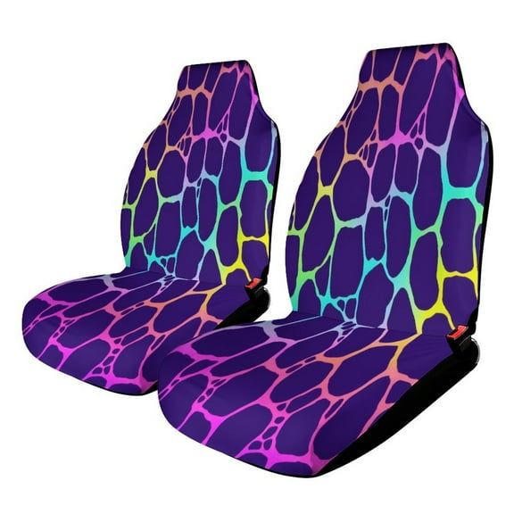 Colorful Neon Animal Print Pattern Car Seat Covers,Universal Auto Front Seats Protector Fits for Car,SUV Sedan,Truck