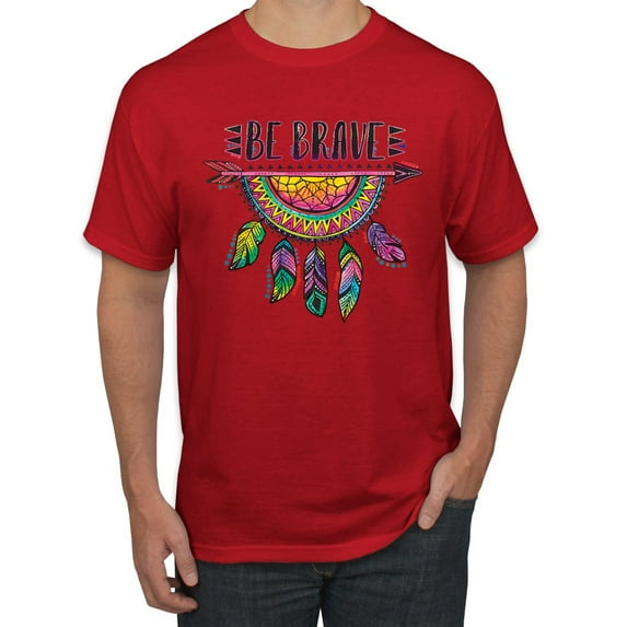 Colorful Neon Be Brave Dreamcatcher | Dean Russo Art Pop Culture Men's T-Shirt, Red, 4X-Large