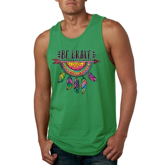 Colorful Neon Be Brave Dreamcatcher | Dean Russo Art Pop Culture Mens Tank Top, Kelly, XX-Large