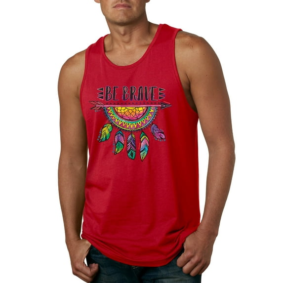 Colorful Neon Be Brave Dreamcatcher | Dean Russo Art Pop Culture Mens Tank Top, Red, X-Large