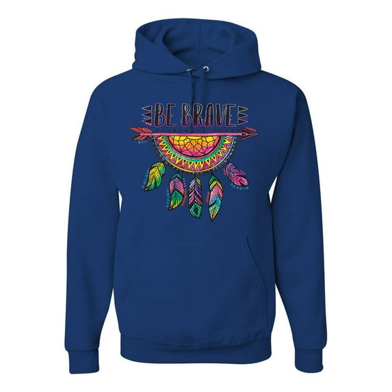 Colorful Neon Be Brave Dreamcatcher | Dean Russo Art Pop Culture Unisex Hoodie Sweatshirt, Royal, XX-Large