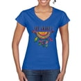 thumbnail image 1 of Colorful Neon Be Brave Dreamcatcher | Dean Russo Art Pop Culture Women's Standard V-Neck Tee, Royal, Medium, 1 of 6