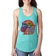 thumbnail image 1 of Colorful Neon Gorilla | Dean Russo Art Animal Lover Ladies Racerback Tank Top, Tahiti Blue, Large, 1 of 6