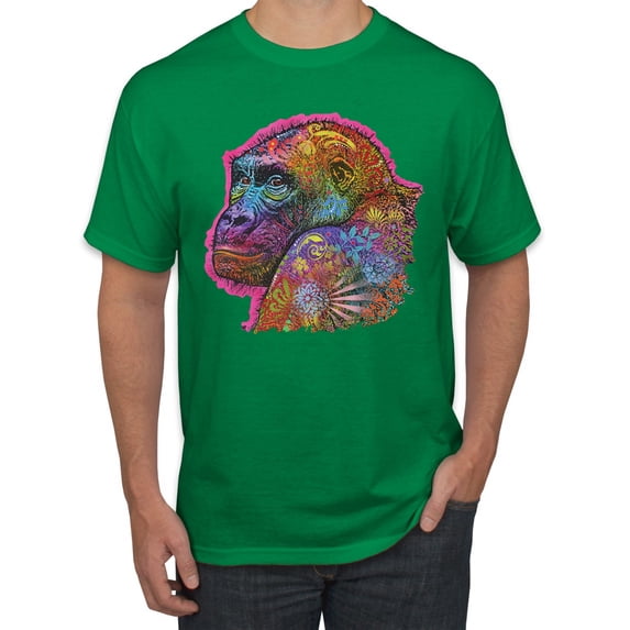 Colorful Neon Gorilla | Dean Russo Art Animal Lover Men's T-Shirt, Kelly, Small
