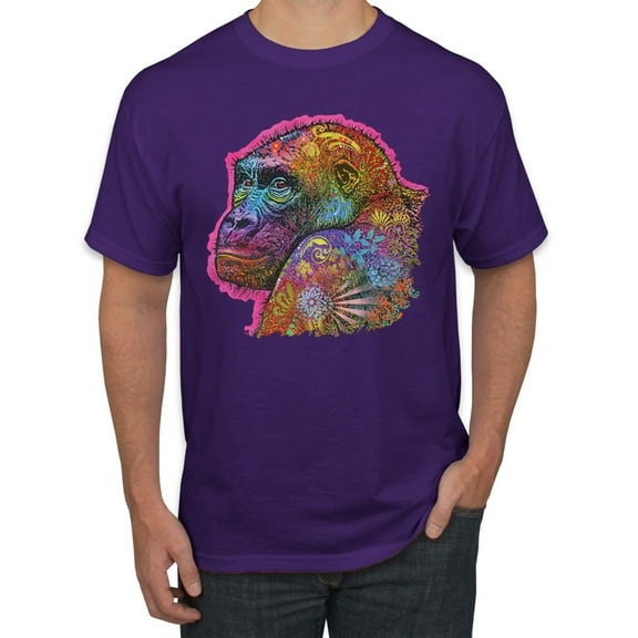 Colorful Neon Gorilla | Dean Russo Art Animal Lover Men's T-Shirt, Purple, X-Large