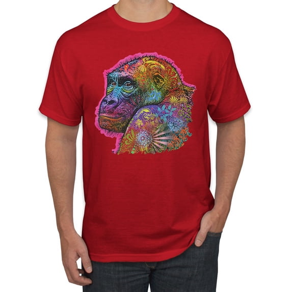 Colorful Neon Gorilla | Dean Russo Art Animal Lover Men's T-Shirt, Red, X-Large