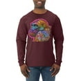 thumbnail image 1 of Colorful Neon Gorilla | Dean Russo Art Animal Lover Mens Long Sleeve Shirt, Maroon, Medium, 1 of 6