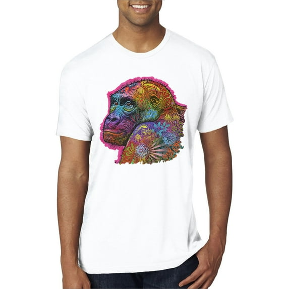 Colorful Neon Gorilla | Dean Russo Art Animal Lover Mens Premium Tri Blend T-Shirt, True White, XX-Large