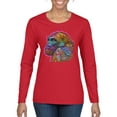 thumbnail image 1 of Colorful Neon Gorilla | Dean Russo Art Animal Lover Womens Long Sleeve T-Shirt, Red, Large, 1 of 6