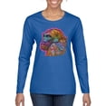 thumbnail image 1 of Colorful Neon Gorilla | Dean Russo Art Animal Lover Womens Long Sleeve T-Shirt, Royal, XX-Large, 1 of 6
