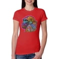 thumbnail image 1 of Colorful Neon Gorilla | Dean Russo Art Animal Lover Womens Slim Fit Junior Tee, Red, Large, 1 of 6