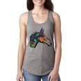 thumbnail image 1 of Colorful Neon Horse | Dean Russo Art Animal Lover Ladies Racerback Tank Top, Heather Grey, Small, 1 of 6