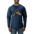 thumbnail image 1 of Colorful Neon Horse | Dean Russo Art Animal Lover Mens Long Sleeve Shirt, Vintage Heather Navy, Large, 1 of 6