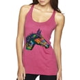 thumbnail image 1 of Colorful Neon Horse | Dean Russo Art Animal Lover Tri-Blend Racerback Tank Top, Vintage Pink, Medium, 1 of 6