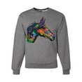 thumbnail image 1 of Colorful Neon Horse | Dean Russo Art Animal Lover Unisex Crewneck Sweatshirt, Heather Grey, Large, 1 of 6