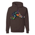 thumbnail image 1 of Colorful Neon Horse | Dean Russo Art Animal Lover Unisex Hoodie Sweatshirt, Brown, Medium, 1 of 6