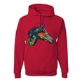 thumbnail image 1 of Colorful Neon Horse | Dean Russo Art Animal Lover Unisex Hoodie Sweatshirt, Red, 3X-Large, 1 of 6