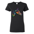 thumbnail image 1 of Colorful Neon Horse | Dean Russo Art Animal Lover Womens T-Shirt, Black, XX-Large, 1 of 6