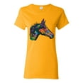 thumbnail image 1 of Colorful Neon Horse | Dean Russo Art Animal Lover Womens T-Shirt, Gold, Large, 1 of 6