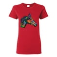 thumbnail image 1 of Colorful Neon Horse | Dean Russo Art Animal Lover Womens T-Shirt, Red, XX-Large, 1 of 6
