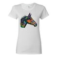 thumbnail image 1 of Colorful Neon Horse | Dean Russo Art Animal Lover Womens T-Shirt, White, XX-Large, 1 of 6