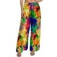 thumbnail image 1 of Colorful Neon Paint Pants Female Pretty Splatter Print Streetwear Trousers High Waisted Modern Wide Pants Birthday Gift, 1 of 6