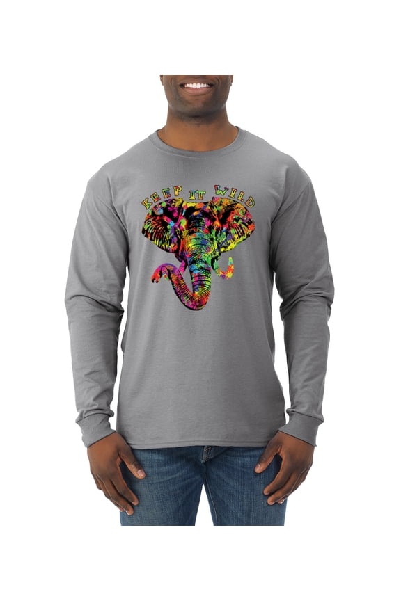 Colorful Neon Seal Animal Lover Mens Long Sleeve Shirt, Heather Grey, X-Large