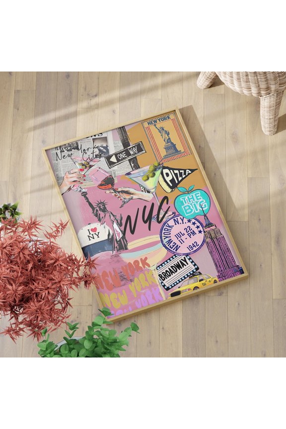 Colorful New York City Wall Art, Preppy Maximalist NYC Decor, Unframed Paper Print Size 8x12