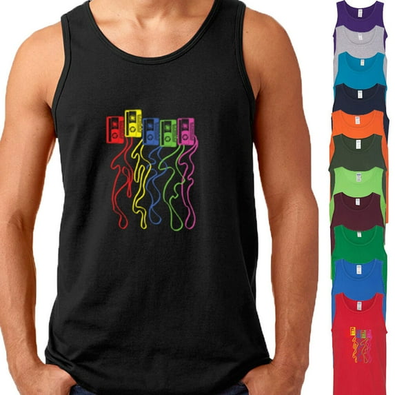 Colorful Nostalgia Cassette Type Funny MAN Tank Top Color Royal Blue Large
