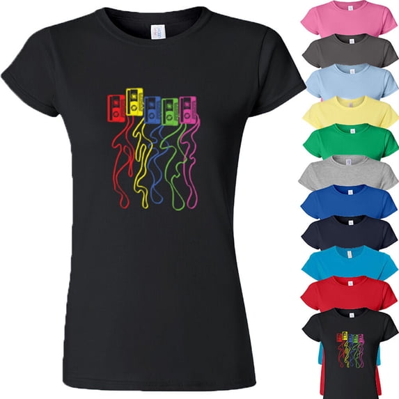 Colorful Nostalgia Cassette Type Funny Tee Shirt Womens Tee Color Sport Gray 2X-Large