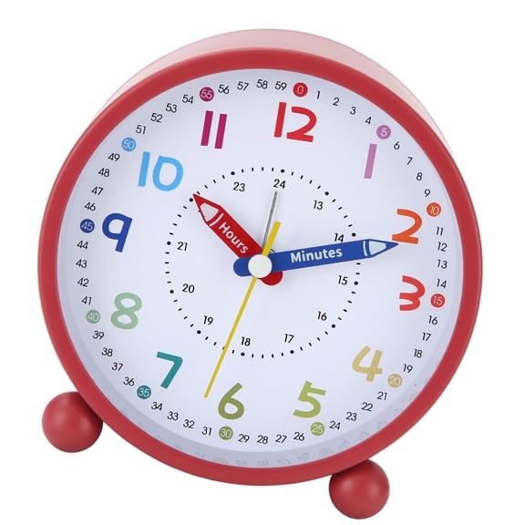 Colorful Not Ticking Alarm Clock Analog Learning Clock For Children Students With Clear Number And Night Light Function