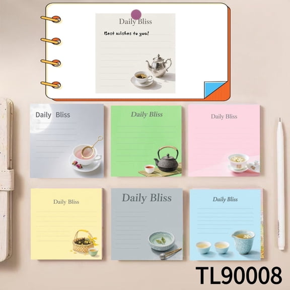 Colorful Note Cards: Tea - Set Decorations (3.543.54 Inches)100-Pack with105 Emoticon Stickers, Ideal for Quickly Jotting Down Reminders, Marking Key Points, and Leaving Temporary Messages