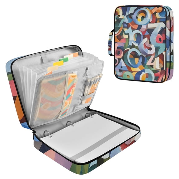 Colorful Numbers Accordion File Organizer Expanding File Folder 3-Ring Binder Bag 500 Sheets A4 Size