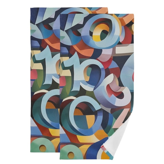 Colorful Numbers Hand Towel Absorbent Bath Towels for Bathroom Sports Gym 28" x 14" Set of 2