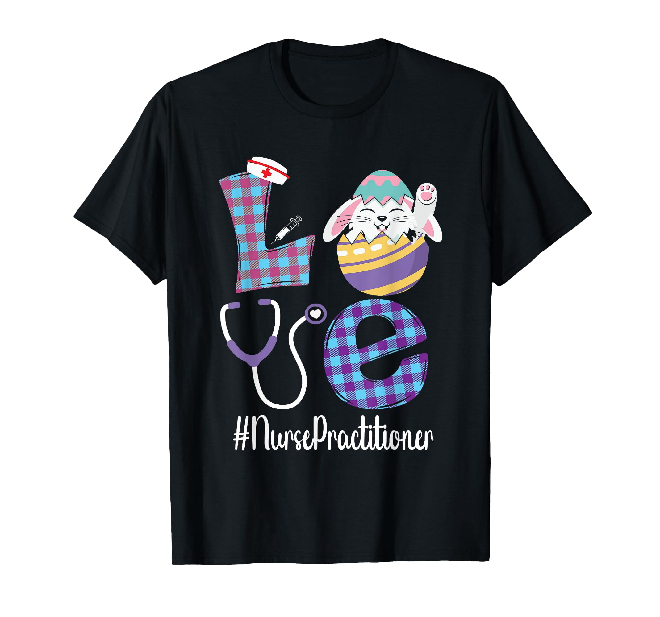 Colorful Nurse Bunny Love T-Shirt for Nurse Practitioners Celebrating ...