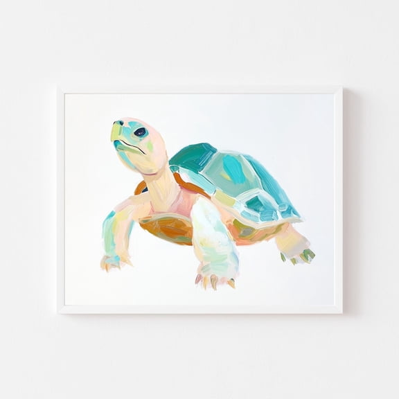 Colorful Nursery Wall Art Pastel Turtle Print, Unframed Canvas Size 16x24