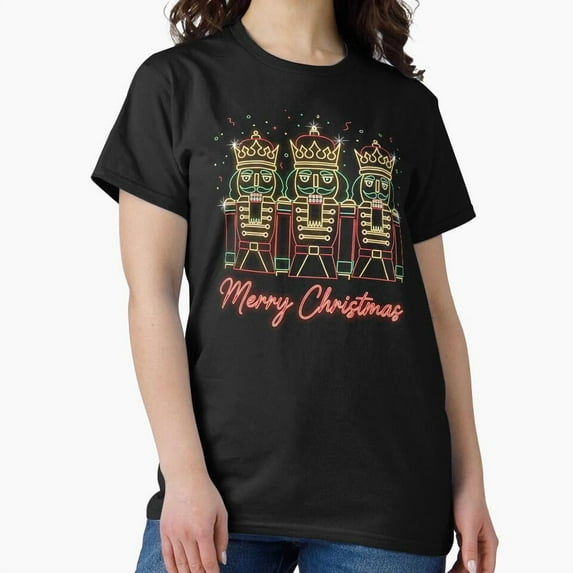 Colorful Nutcracker Kings Artistic Merry Christmas Illustration Unisex T-Shirt, up to size 5XL