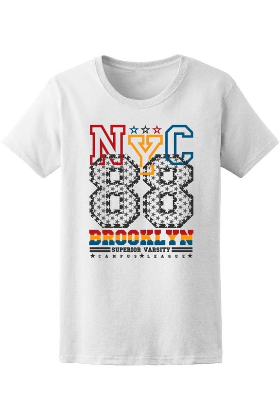 Colorful Nyc Brooklyn Varsity T-Shirt Women -Image by Shutterstock, Female x-Large