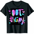Colorful OT Hearts Black T Shirt Pastel Design Graphic Tee Vector Art