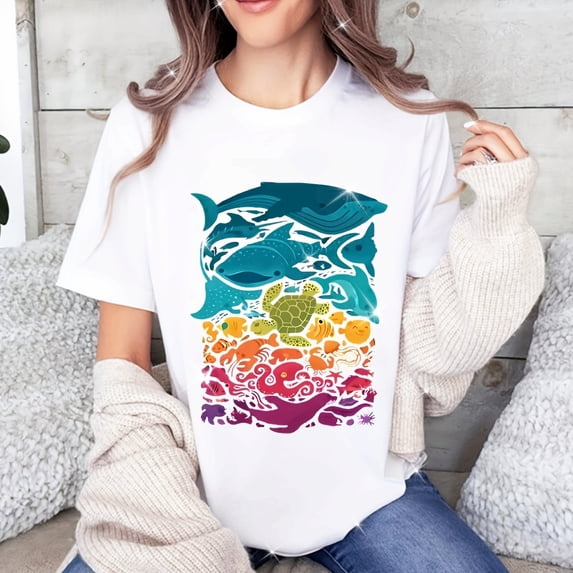 Colorful Ocean Animal Design T-shirt